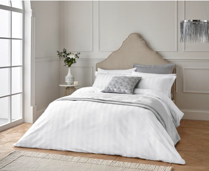 Modern Deco Stripe Duvet Cover Set - White