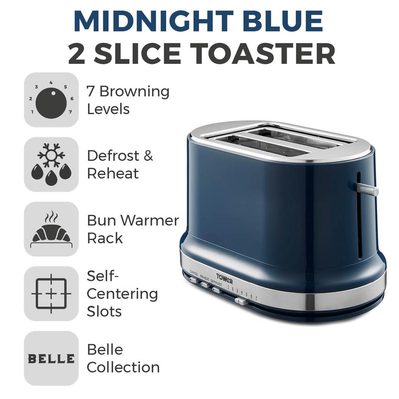 Belle 2 Slice Toaster - Blue