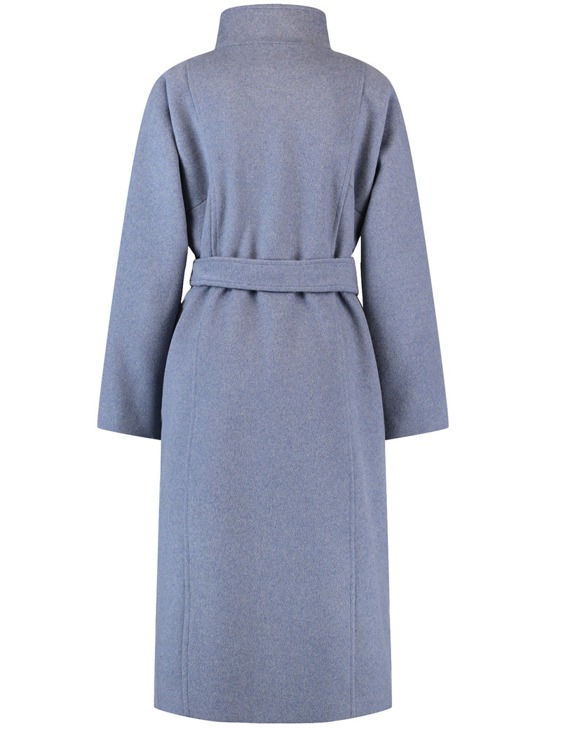 Belted Long Wool Coat - Foggy Air