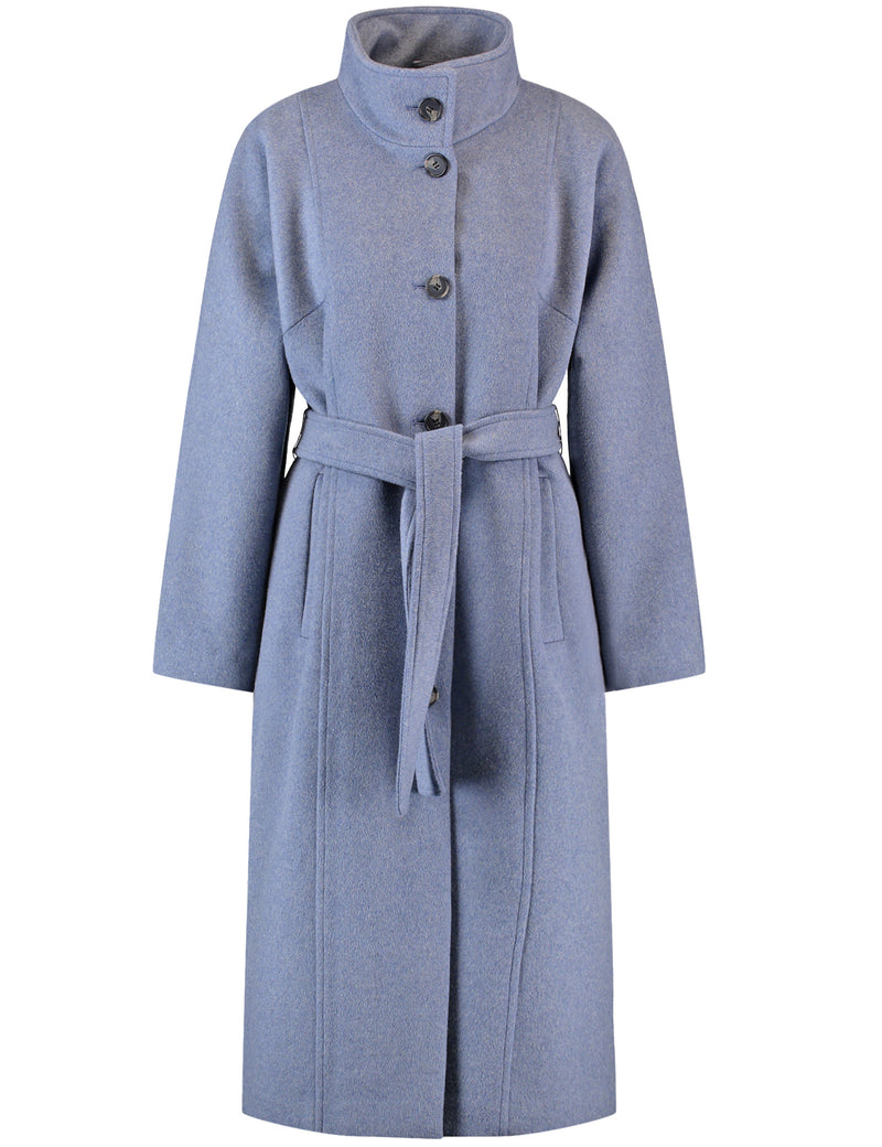 Belted Long Wool Coat - Foggy Air