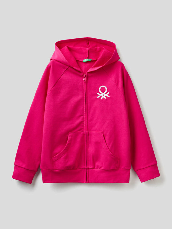 Girls Zip Through Hoodie - Fuchsia