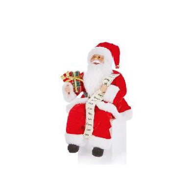 30cm Sitting Santa With Glasses & Holding List