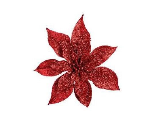 22cm Red Glitter Poinsettia