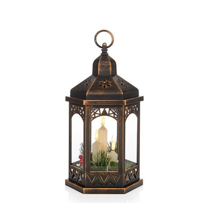 33cm Hexagonal Lantern Black