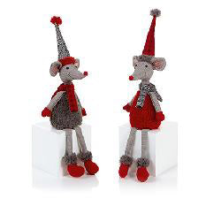 60cm Dangly Leg Mouse Red/Grey