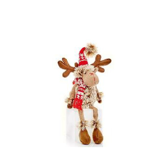 40cm Fluffy Sitting Reindeer With Long Legs