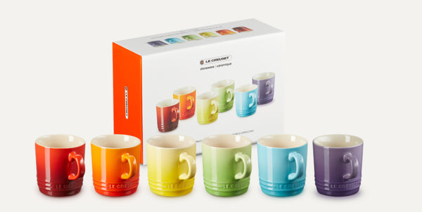 Rainbow Set Of 6 Cappuccino Mugs 200ml