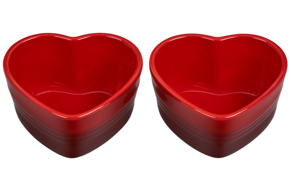 Set Of 2 Heart Ramekins Cerise