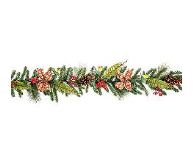 Natural Garland With Tartan Bow 1.8 Meter