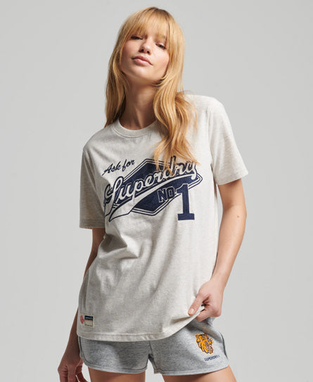 Vintage Script Style Coll Tee - Oat Marl