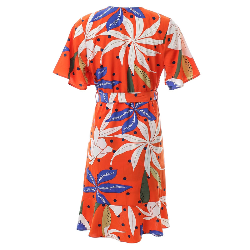 Bell 22 Wrap Dress - Orange