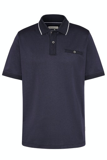 Rib Collar Polo Shirt - Navy