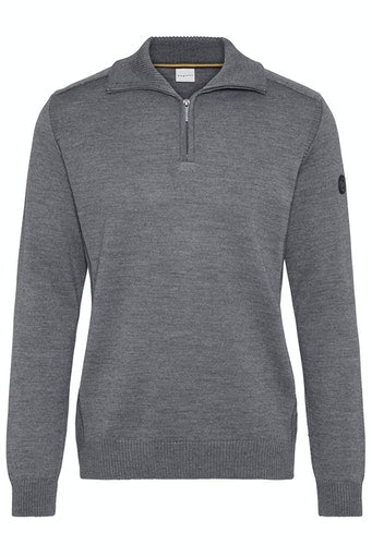 High Collar 1/4 Zip Knit - Grey