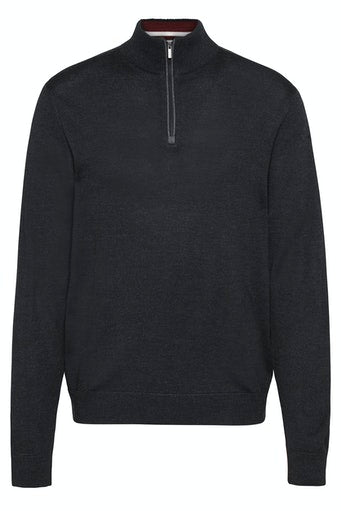 Plain 1/4 Zip Knit - Dark Grey