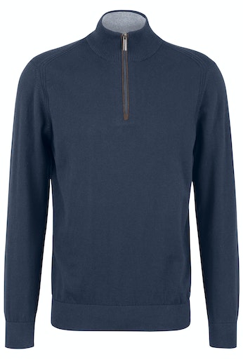 Cotton/cashmere 1/4 Zip Jumper - Royal Blue