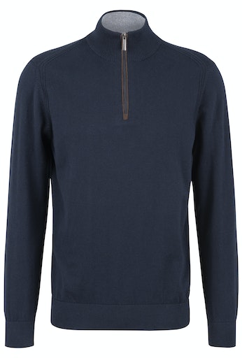 Cotton/cashmere 1/4 Zip Jumper - Navy