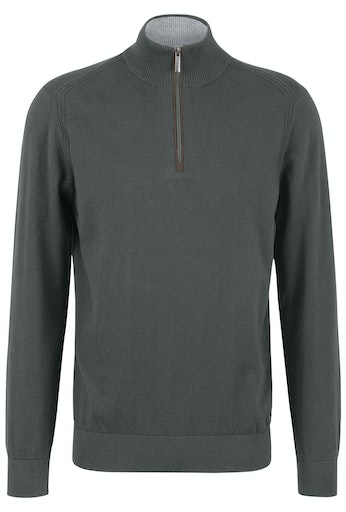 Cotton/cashmere 1/4 Zip Jumper - Bottle Green