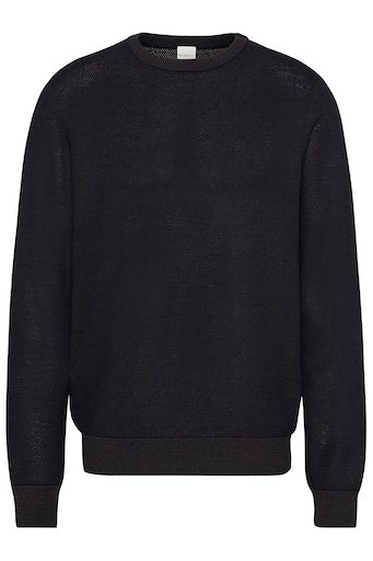 Merino Wool Round Neck Jumper - Brown