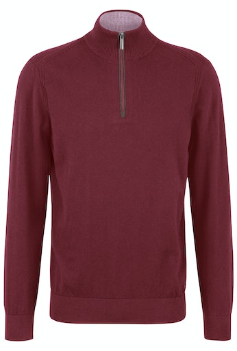 Cotton/cashmere 1/4 Zip Jumper - Red