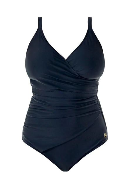 Chloe Mock Wrap Swimsuit - Black