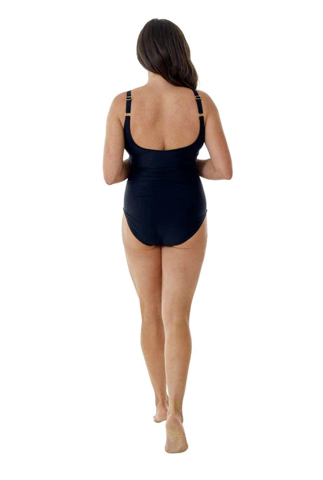 Chloe Mock Wrap Swimsuit - Black