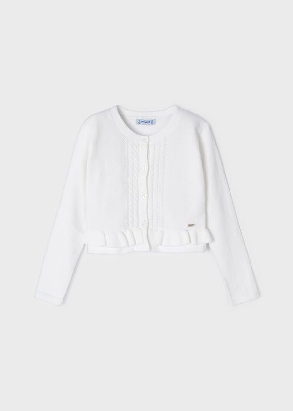 Braid Knit Cardigan - White