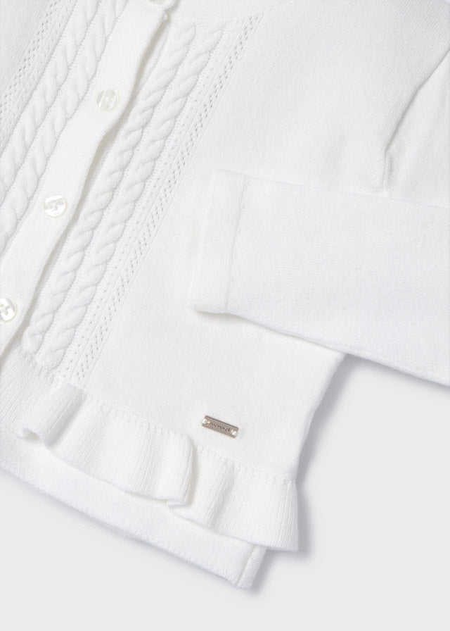 Braid Knit Cardigan - White