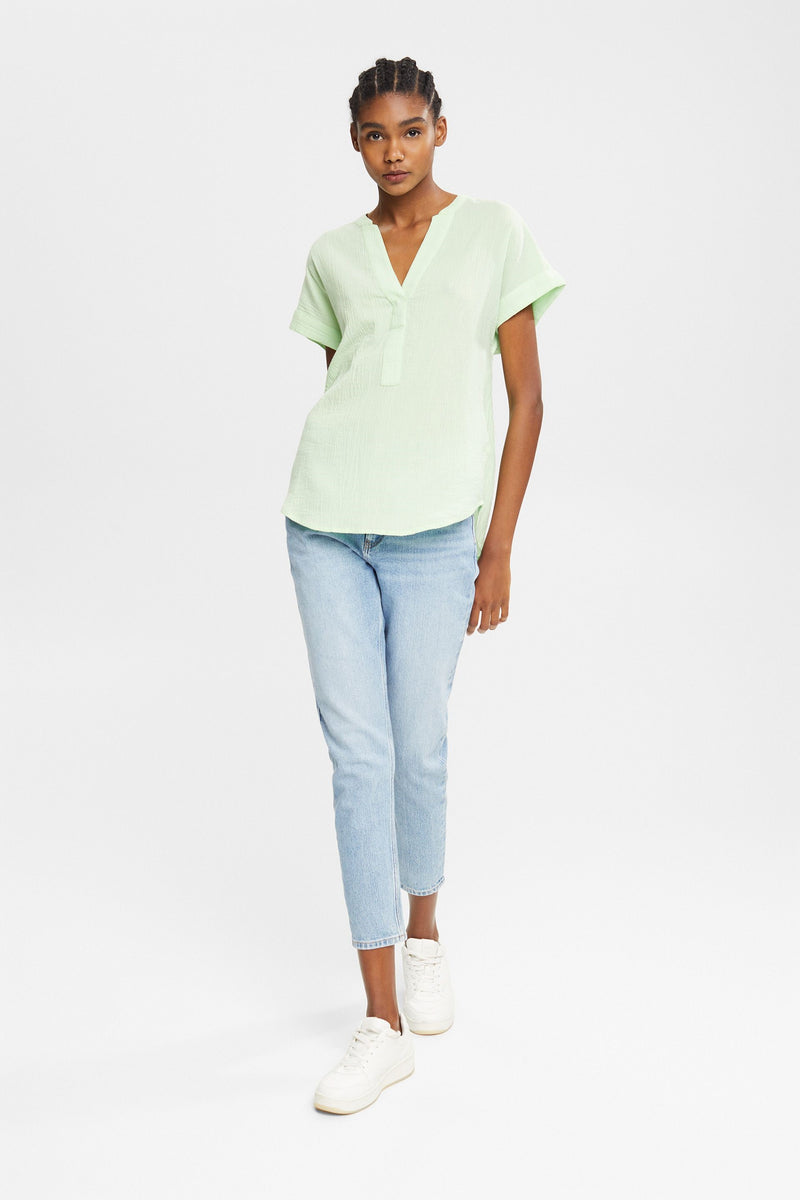 V Neck Blouse - Citrus Green