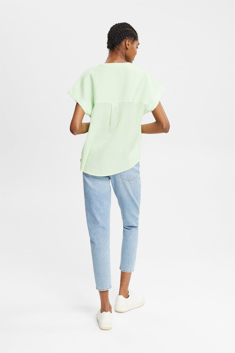 V Neck Blouse - Citrus Green