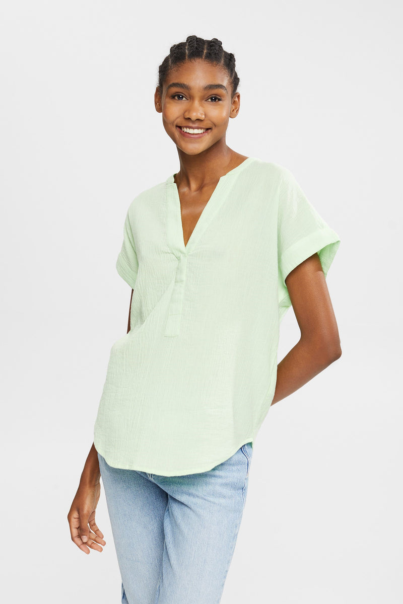 V Neck Blouse - Citrus Green