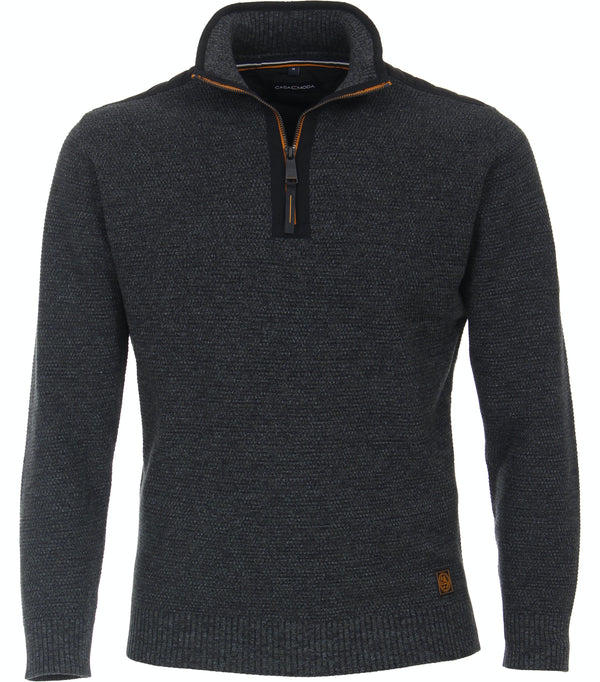 Plain Troyer Zip Jumper - Sargasso Sea