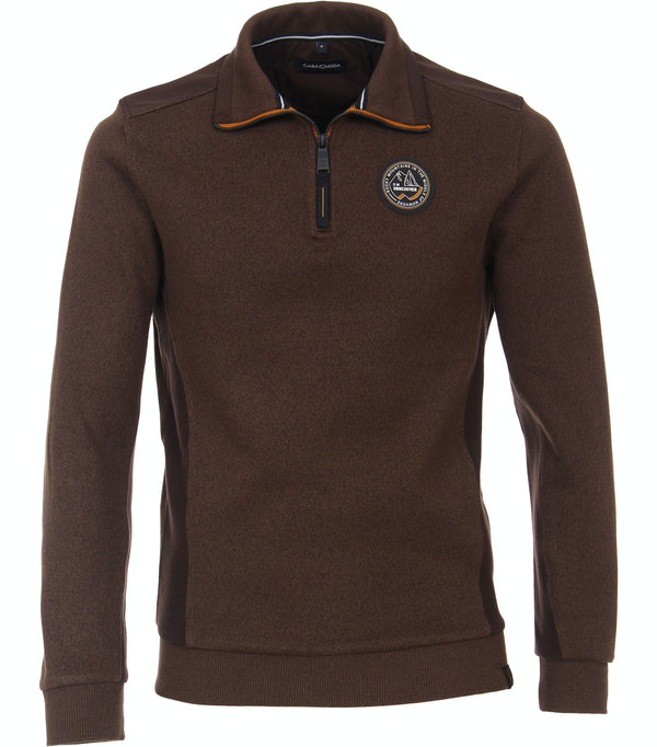 Plain Troyer Zip Jumper - Dark Brown