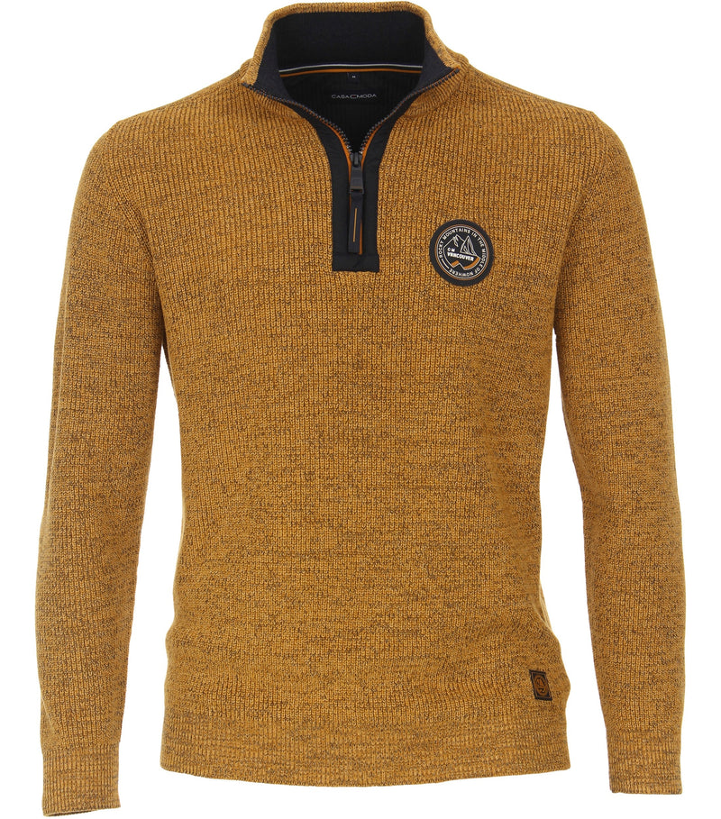 Plain Troyer Zip Jumper - Tan