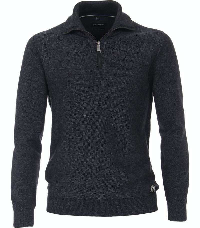 Plain Troyer Zip Jumper - Navy