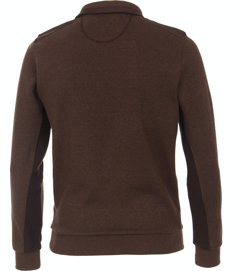 Plain Troyer Zip Jumper - Dark Brown