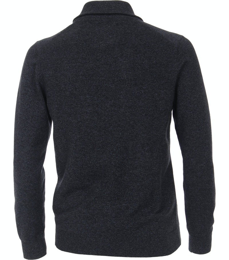 Plain Troyer Zip Jumper - Navy