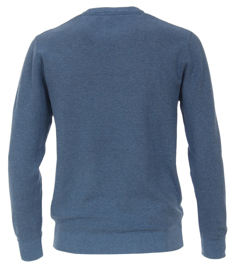 Patterned Crew Neck Jumper - Azure Blue