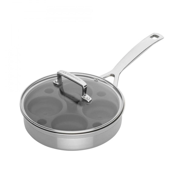 3-Ply Uncoated Saute Pan with 4 Cup Poaching Insert 20cm