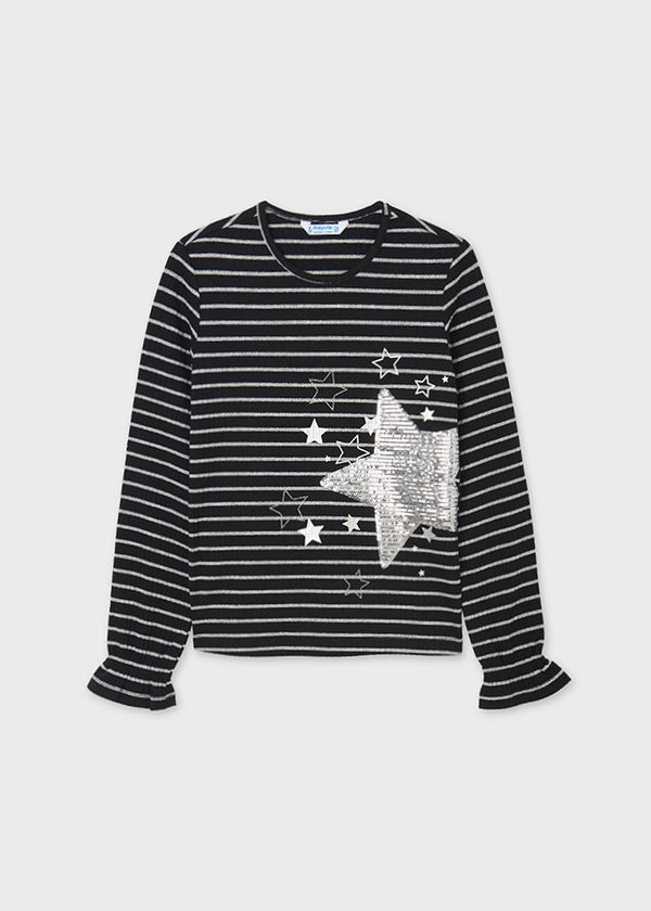 Long Sleeve Stripes T-shirt - Black