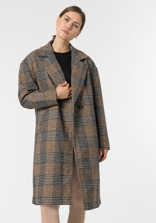 Pepita Long Jacket - Chocolate Brown