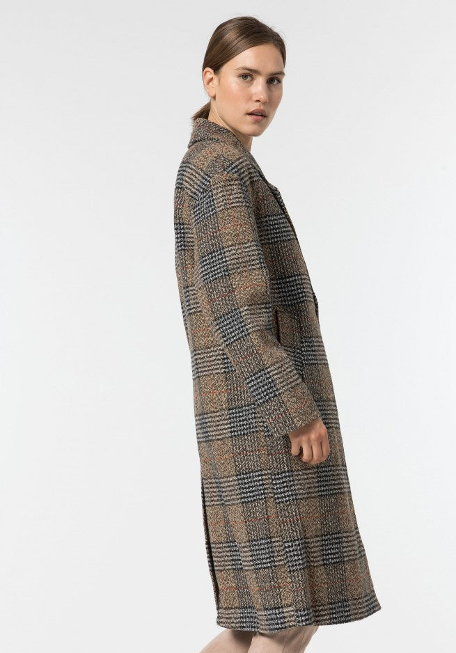 Pepita Long Jacket - Chocolate Brown