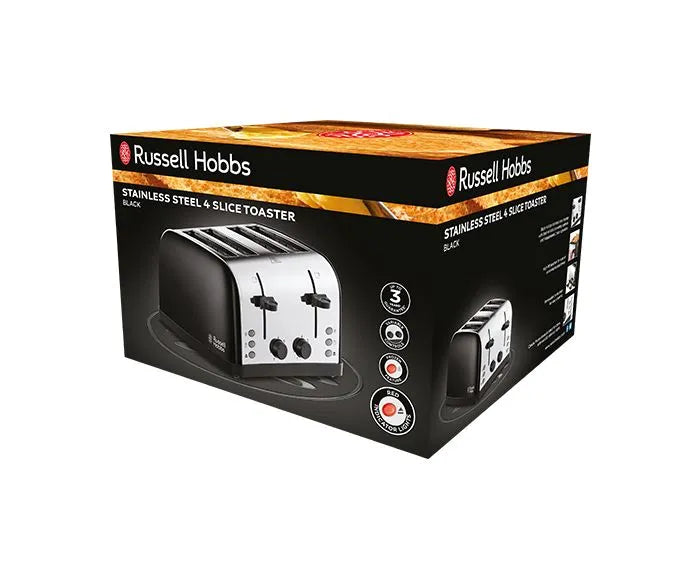 Stainless Steel 4 Slice Toaster - Black