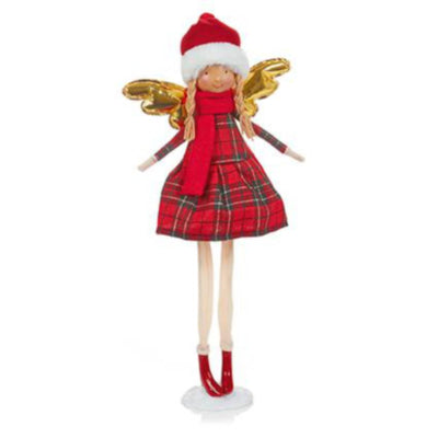 49cm Red Tartan Angel Standing