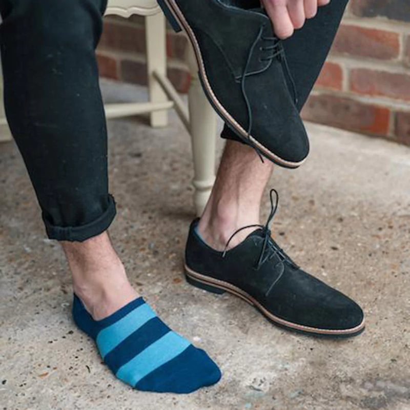 Stripe No Show Sock - Sky Blue