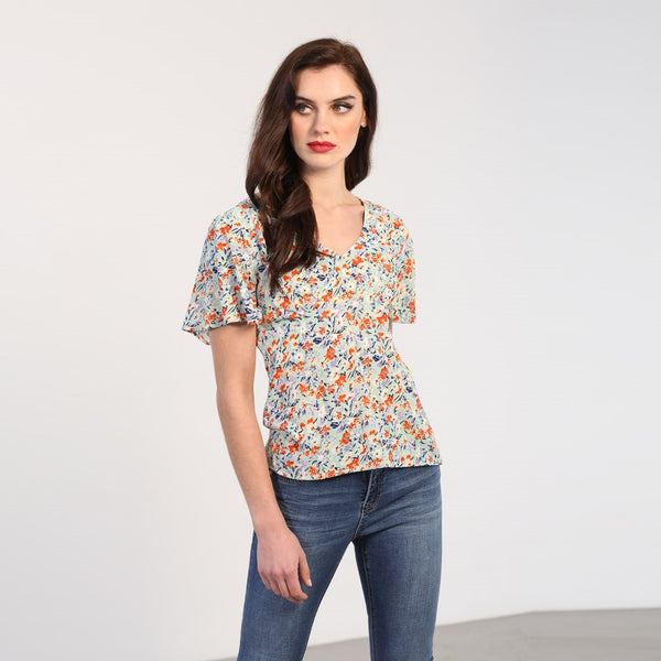 Wilma V Neck Top - Mint